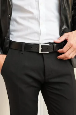 Uomo D'Arienzo Ruben - Cintura uomo in pelle nera di vitello con fibbia argento