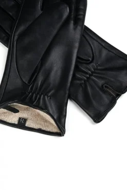 Donna D'Arienzo Salima - Guanti in pelle nera da donna touch screen
