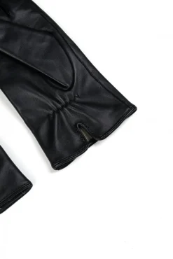 Donna D'Arienzo Salima - Guanti in pelle nera da donna touch screen
