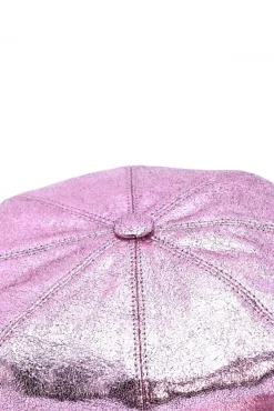 Donna D'Arienzo Taormina - Cappello da donna in pelle laminata rosa berretto francese
