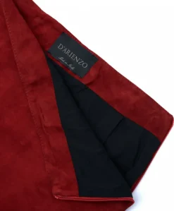Donna D'Arienzo Tara - Gonna longuette in pelle bordeaux camoscio