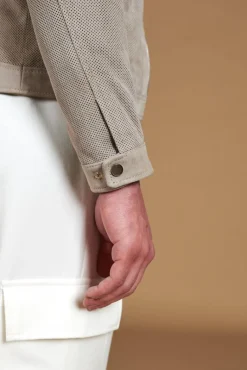 Uomo D'Arienzo Ted - Giacca in camoscio traforato grigio effetto liscio