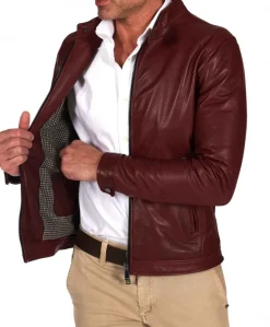Uomo D'Arienzo Ted - Giacca in pelle bordeaux effetto vintage