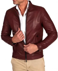 Uomo D'Arienzo Ted - Giacca in pelle bordeaux effetto vintage