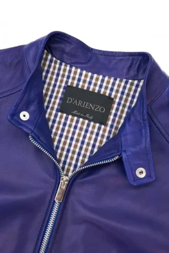 Uomo D'Arienzo Ted - Giacca in pelle naturale bluette effetto liscio
