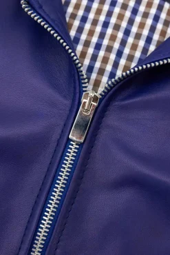 Uomo D'Arienzo Ted - Giacca in pelle naturale bluette effetto liscio