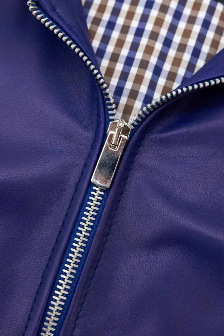 Uomo D'Arienzo Ted - Giacca in pelle naturale bluette effetto liscio