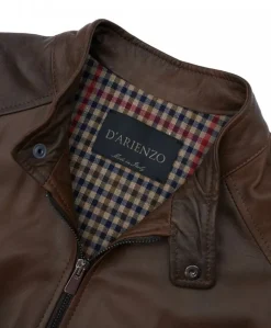 Uomo D'Arienzo Ted - Giacca in pelle naturale marrone nuvolato effetto vintage