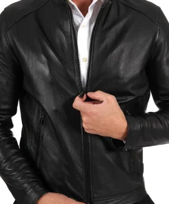 Uomo D'Arienzo Ted - Giacca in pelle nera effetto raggrinzito