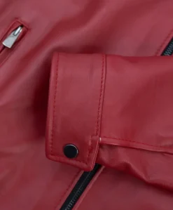 Uomo D'Arienzo Ted - Giacca in pelle rossa nappa effetto liscio collo coreana