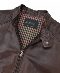 Uomo D'Arienzo Ted - Giacca in pelle testa di moro effetto vintage collo coreana