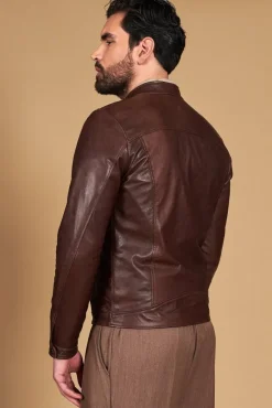 Uomo D'Arienzo Ted - Giacca in pelle testa di moro effetto vintage collo coreana