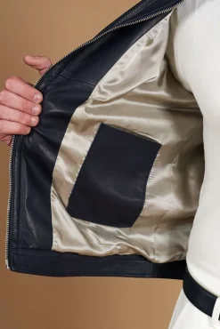 Uomo D'Arienzo Ted - Giacca in pelle traforata blu nappa effetto liscio