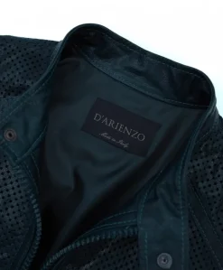 Uomo D'Arienzo Ted - Giacca in pelle traforata verde nappa effetto liscio