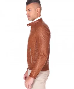 Uomo D'Arienzo Ted - Giacca in pelle traforata cuoio nappa effetto liscio