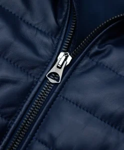 Uomo D'Arienzo Teo - Piumino in pelle blu con cappuccio