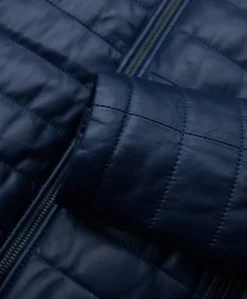 Uomo D'Arienzo Teo - Piumino in pelle blu con cappuccio