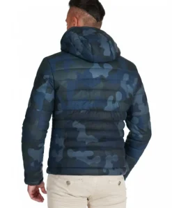 Uomo D'Arienzo Teo - Piumino in pelle mimetica blu con cappuccio