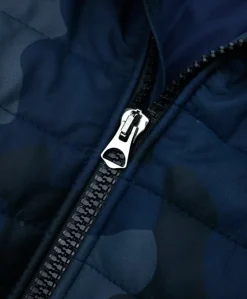 Uomo D'Arienzo Teo - Piumino in pelle mimetica blu con cappuccio