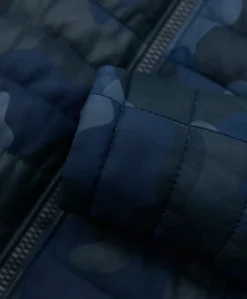 Uomo D'Arienzo Teo - Piumino in pelle mimetica blu con cappuccio