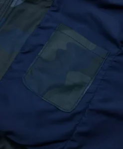 Uomo D'Arienzo Teo - Piumino in pelle mimetica blu con cappuccio
