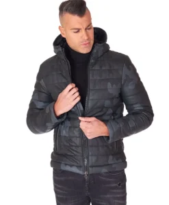 Uomo D'Arienzo Teo - Piumino in pelle mimetica con cappuccio