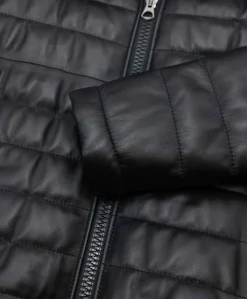 Uomo D'Arienzo Teo - Piumino in pelle nera con cappuccio