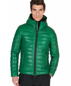Uomo D'Arienzo Teo - Piumino in pelle verde con cappuccio