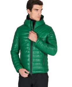 Uomo D'Arienzo Teo - Piumino in pelle verde con cappuccio