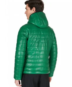 Uomo D'Arienzo Teo - Piumino in pelle verde con cappuccio