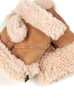 Donna D'Arienzo Tess - Muffole in montone color cuoio da donna senza dita