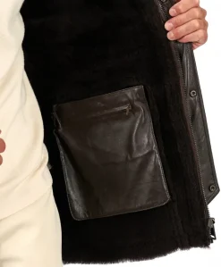 Uomo D'Arienzo Thomas - Cappotto montone shearling testa di moro con cappuccio staccabile