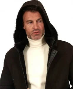 Uomo D'Arienzo Thomas - Cappotto montone shearling testa di moro con cappuccio staccabile