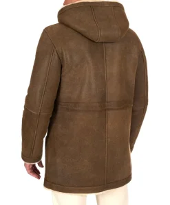 Uomo D'Arienzo Thomas - Cappotto Montone Shearling color fango con cappuccio staccabile