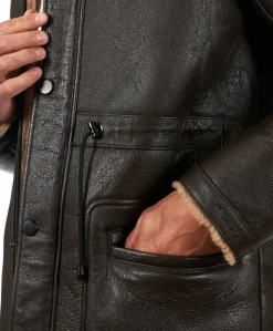 Uomo D'Arienzo Thomas - Cappotto montone shearling testa di moro con cappuccio staccabile