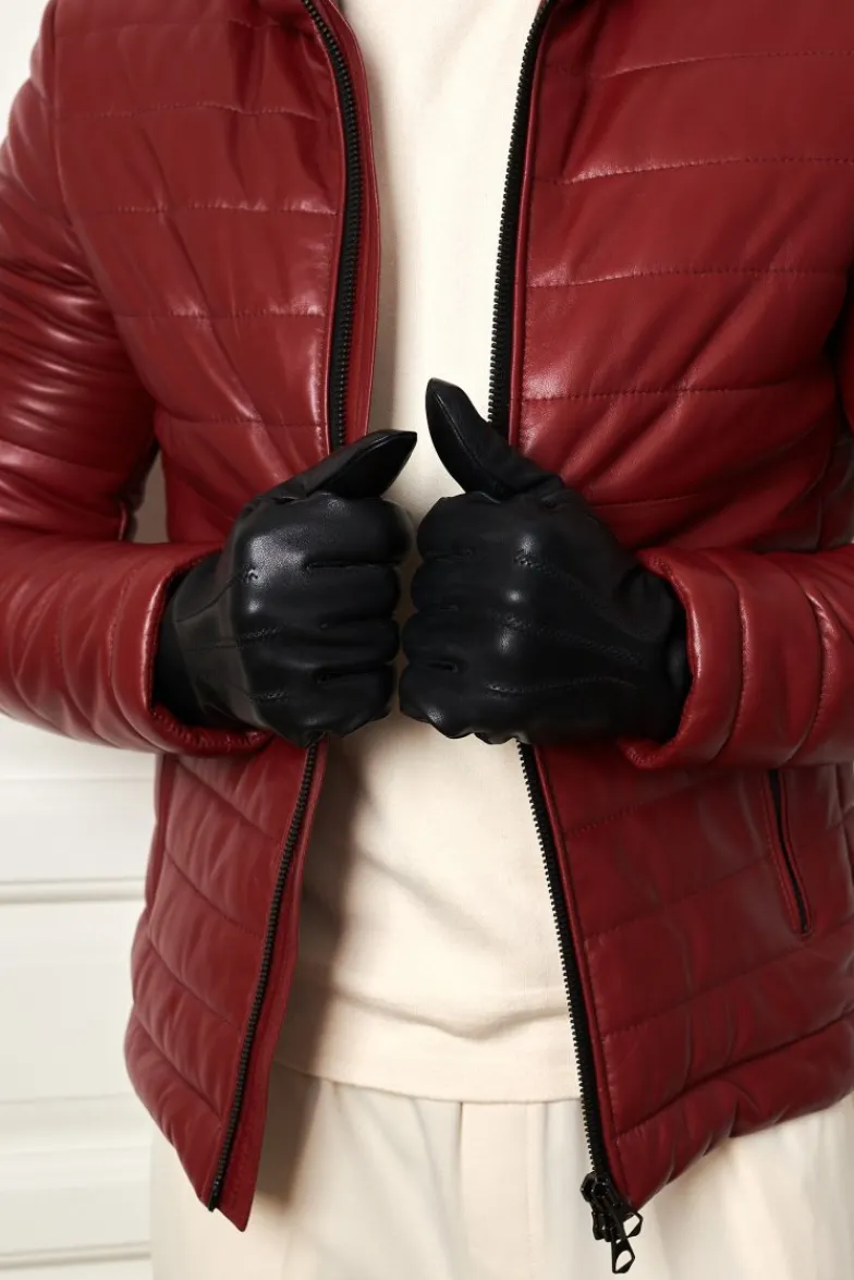 Uomo D'Arienzo Thor - Guanti in pelle nera da uomo touch screen