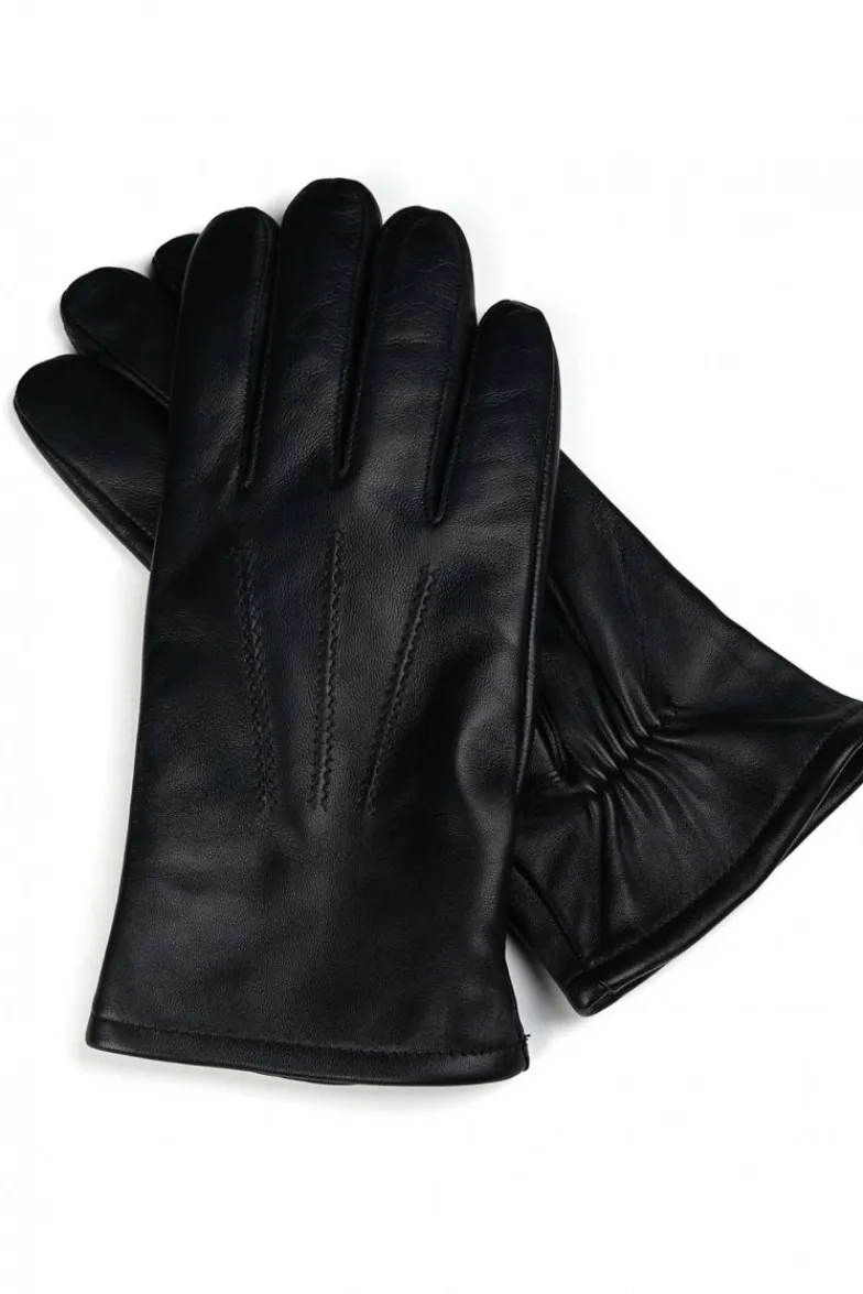 Uomo D'Arienzo Thor - Guanti in pelle nera da uomo touch screen