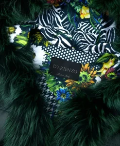 Donna D'Arienzo Tina - Cappotto in pelle naturale verde con cappuccio bordato pelliccia