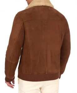 Uomo D'Arienzo Tom - Montone Shearling color cuoio bomber scamosciato collo camicia