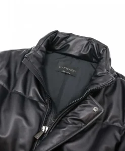 Uomo D'Arienzo Turchese - Piumino lungo in pelle nera uomo versione oversize