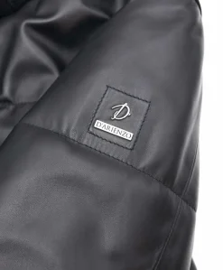 Uomo D'Arienzo Turchese - Piumino lungo in pelle nera uomo versione oversize