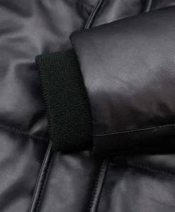 Uomo D'Arienzo Turchese - Piumino lungo in pelle nera uomo versione oversize