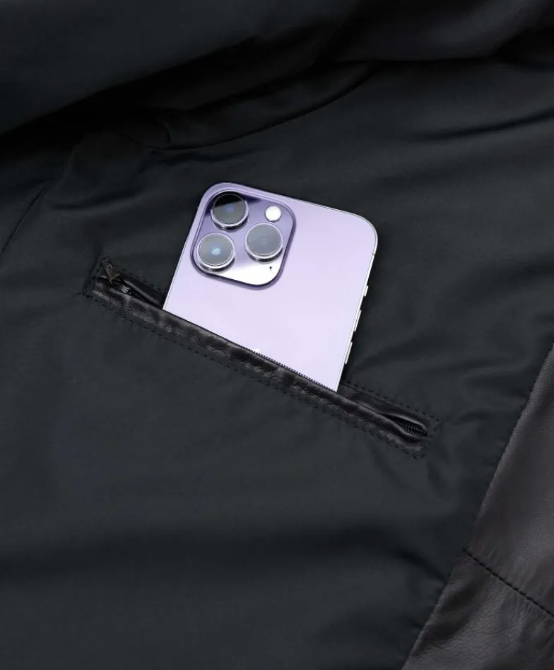 Uomo D'Arienzo Turchese - Piumino lungo in pelle nera uomo versione oversize