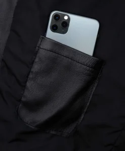 Uomo D'Arienzo U411 - Giacca moto in pelle nera biker trapuntato spalle effetto liscio