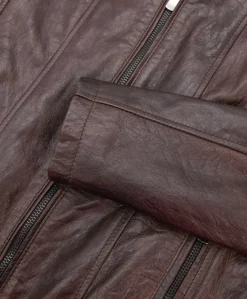 Donna D'Arienzo Vale - Giacca biker in pelle testa di moro effetto vintage collo coreana