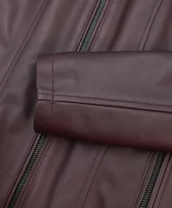 Donna D'Arienzo Vale - Giacca in pelle naturale bordeaux effetto liscio colletto coreana