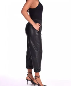 Donna D'Arienzo Vanda - Pantalone sfoderato in pelle nappa colore nero