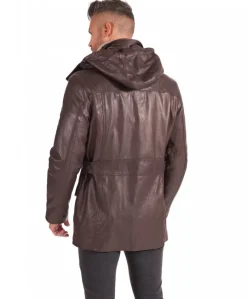Uomo D'Arienzo Vittorio - Cappotto in pelle testa di moro con cappuccio staccabile