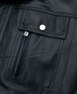 Uomo D'Arienzo Vittorio - Cappotto in pelle nera con cappuccio staccabile
