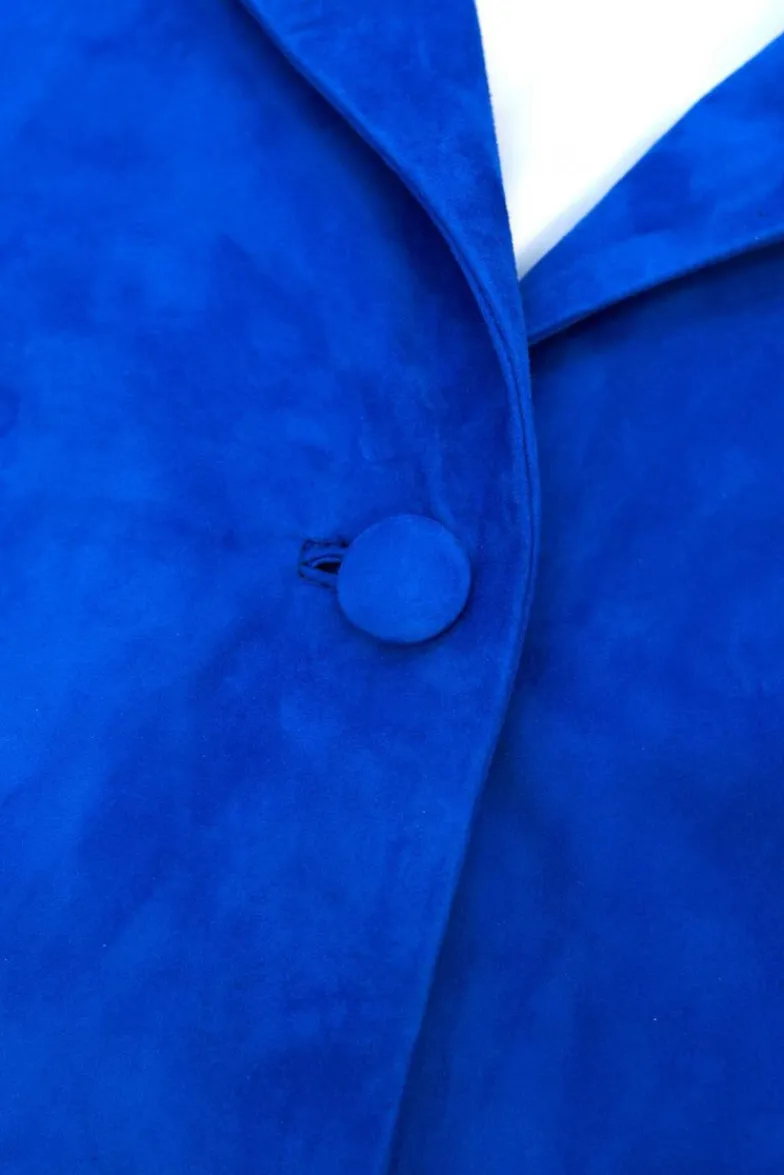 Donna D'Arienzo Wag - Giacca in pelle camoscio bluette monopetto versione oversize